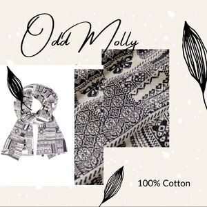 NWT Odd Molly Gray and White 2 Ply Scarf